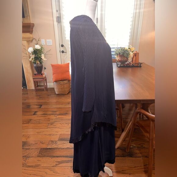 KOMAROV Midnight Lagenlook Bead Trim V-Neck Tiered Chiffon NWT Fit & Flare XL - Picture 6 of 11